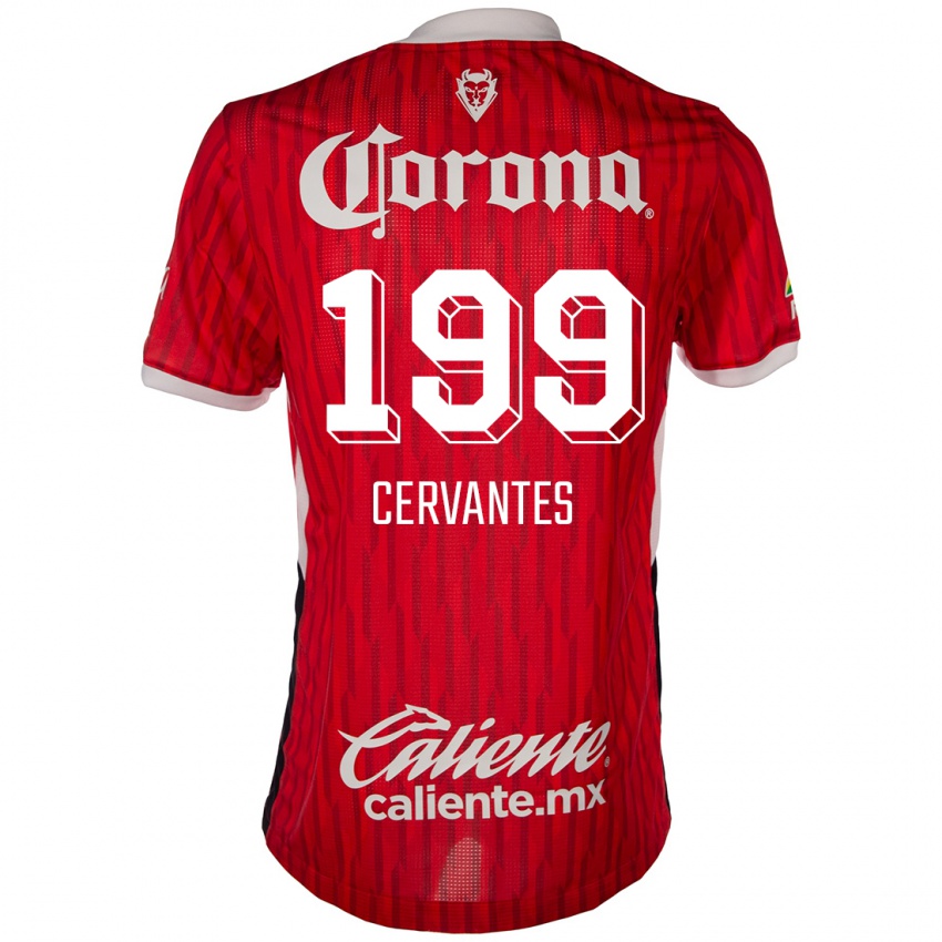 Niño Camiseta Axel Cervantes #199 Rojo Blanco 1ª Equipación 2024/25 La Camisa