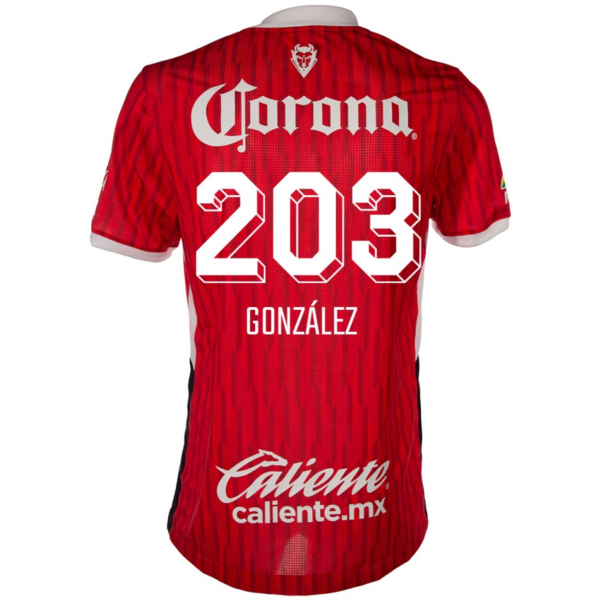 Niño Camiseta Luis González #203 Rojo Blanco 1ª Equipación 2024/25 La Camisa