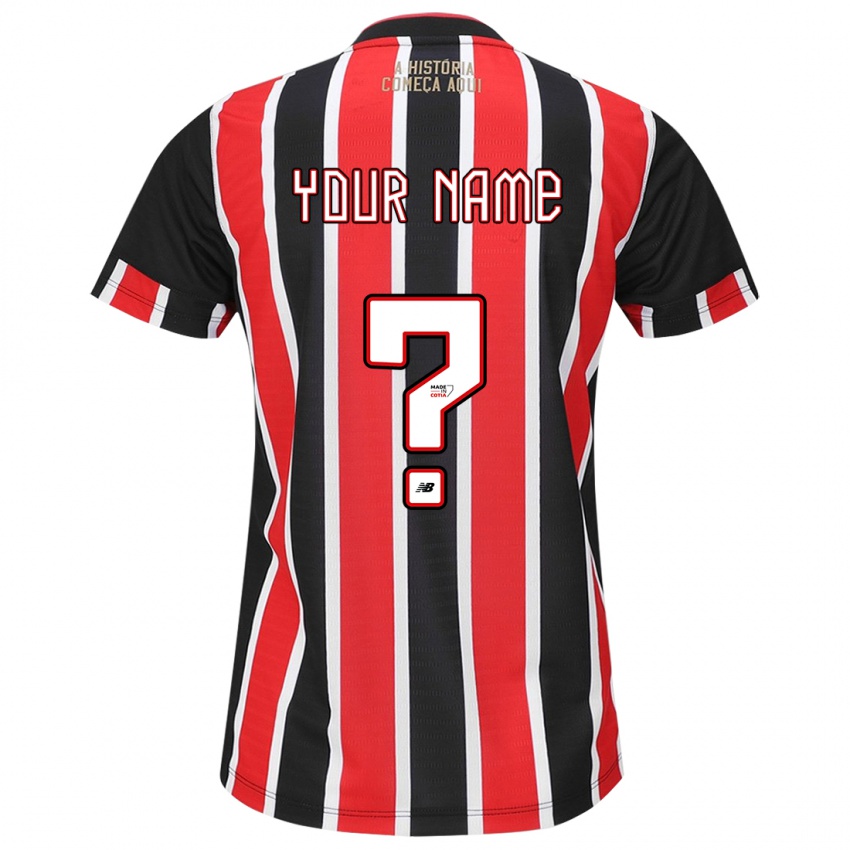 Niño Camiseta Su Nombre #0 Negro Rojo Blanco 2ª Equipación 2024/25 La Camisa