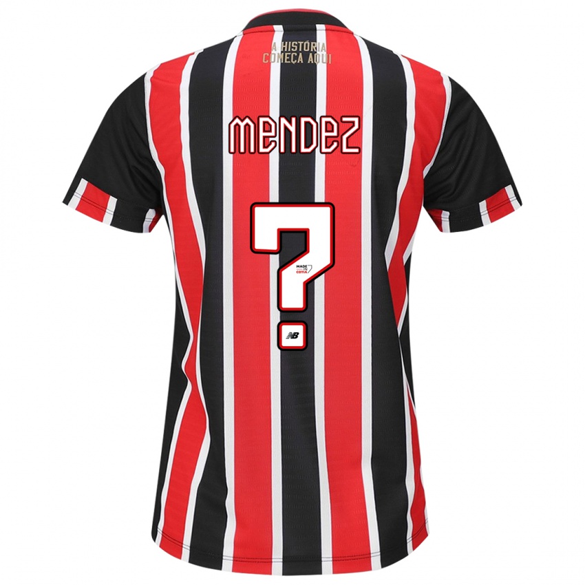 Niño Camiseta Jhegson Méndez #0 Negro Rojo Blanco 2ª Equipación 2024/25 La Camisa