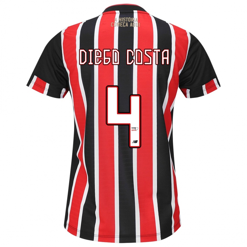 Niño Camiseta Diego Costa #4 Negro Rojo Blanco 2ª Equipación 2024/25 La Camisa