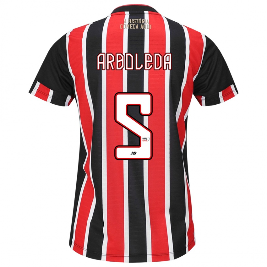 Niño Camiseta Robert Arboleda #5 Negro Rojo Blanco 2ª Equipación 2024/25 La Camisa