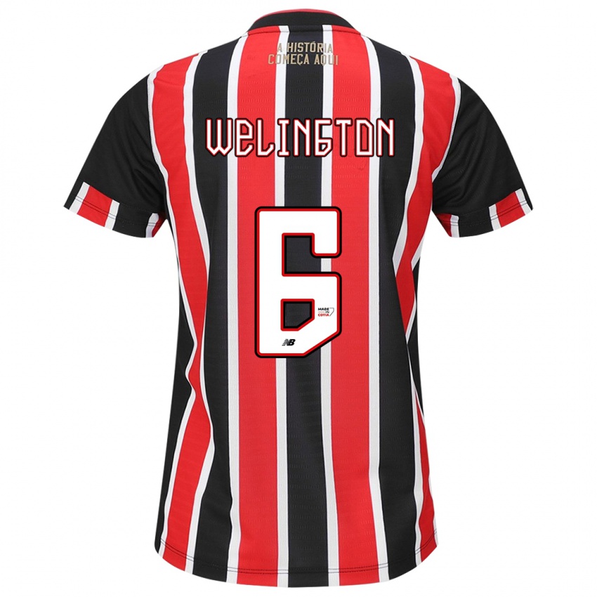 Niño Camiseta Welington #6 Negro Rojo Blanco 2ª Equipación 2024/25 La Camisa