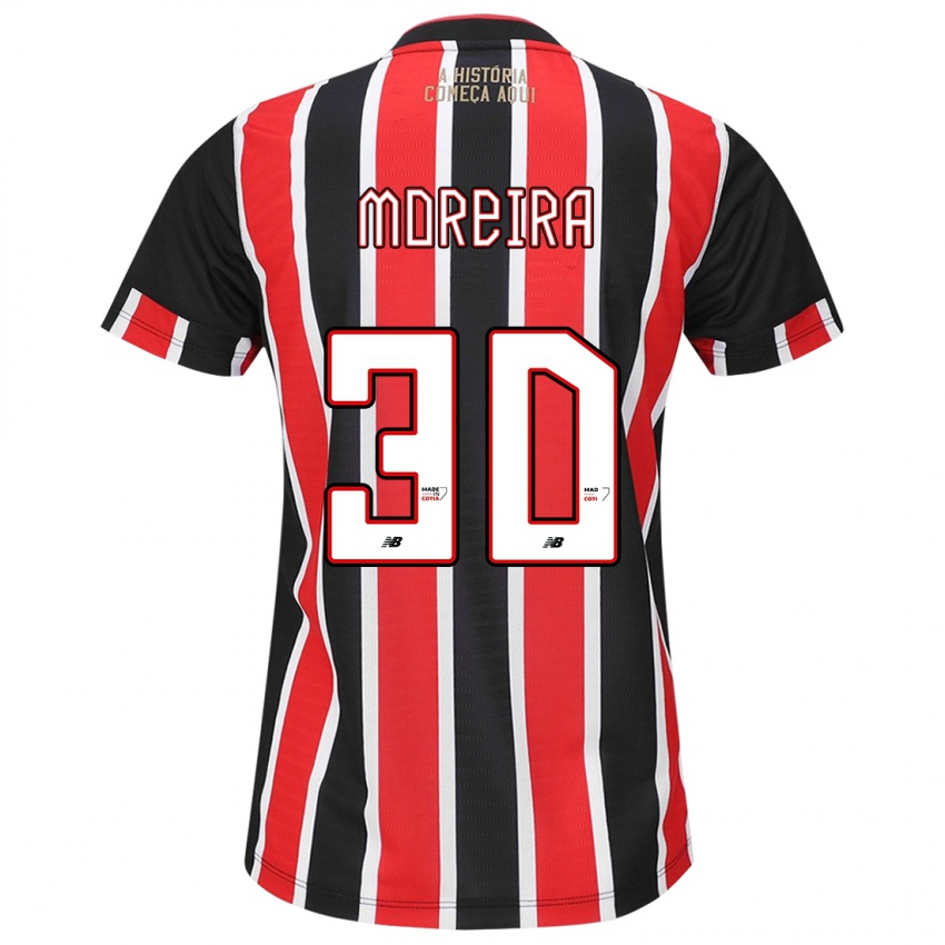 Niño Camiseta João Moreira #30 Negro Rojo Blanco 2ª Equipación 2024/25 La Camisa