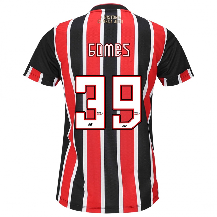 Niño Camiseta William Gomes #39 Negro Rojo Blanco 2ª Equipación 2024/25 La Camisa