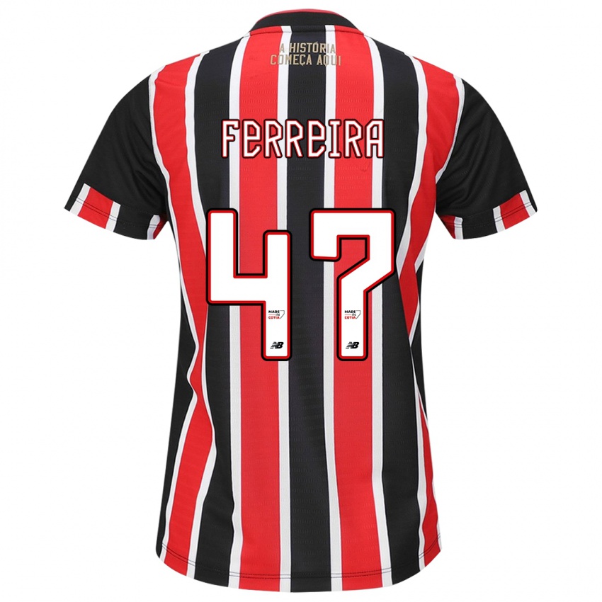 Niño Camiseta Ferreira #47 Negro Rojo Blanco 2ª Equipación 2024/25 La Camisa