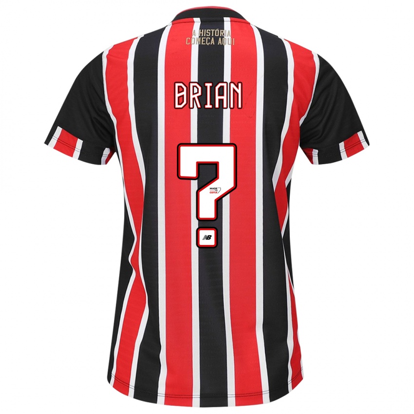 Niño Camiseta Brian #0 Negro Rojo Blanco 2ª Equipación 2024/25 La Camisa