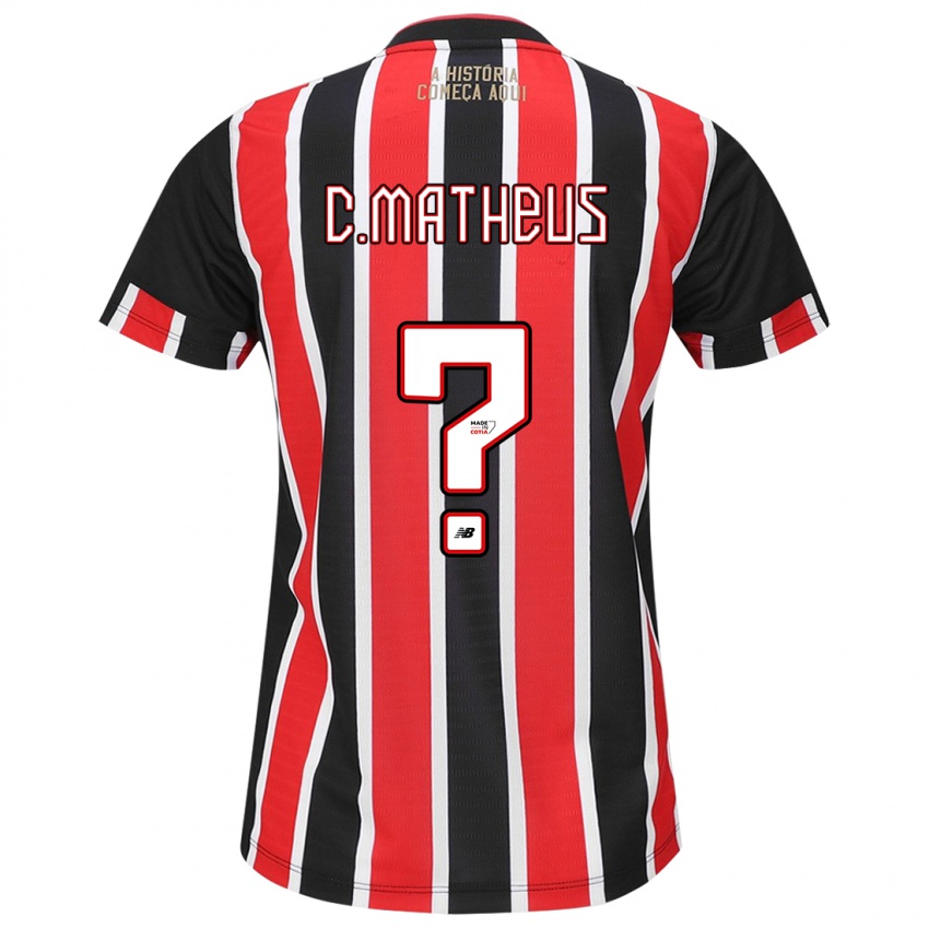 Niño Camiseta Caio Matheus #0 Negro Rojo Blanco 2ª Equipación 2024/25 La Camisa