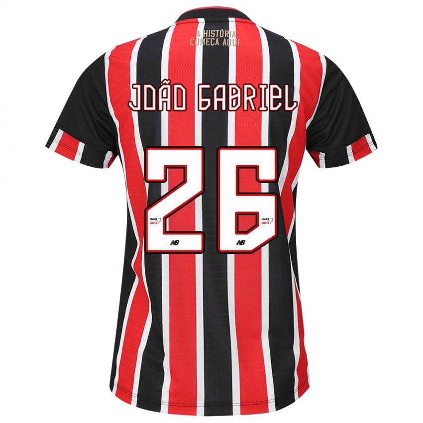 Niño Camiseta João Gabriel #26 Negro Rojo Blanco 2ª Equipación 2024/25 La Camisa