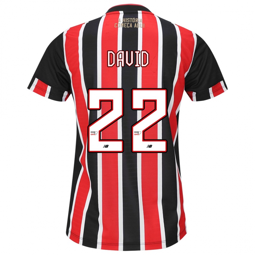 Niño Camiseta David #22 Negro Rojo Blanco 2ª Equipación 2024/25 La Camisa