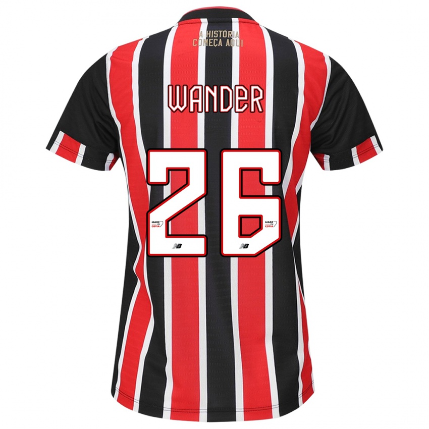 Niño Camiseta Talles Wander #26 Negro Rojo Blanco 2ª Equipación 2024/25 La Camisa