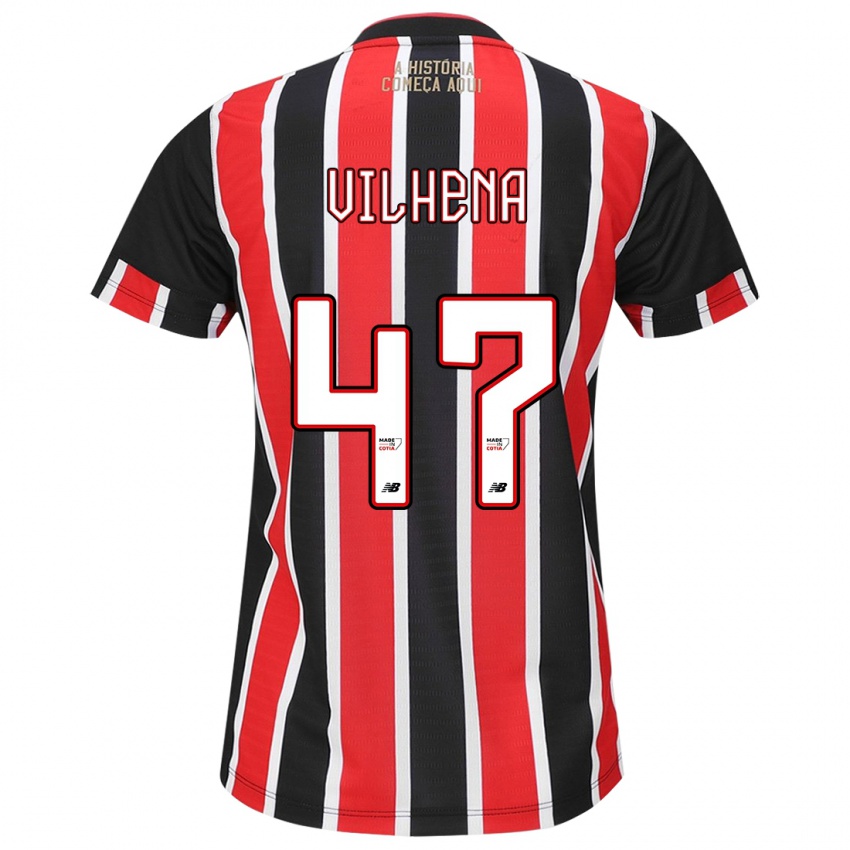 Niño Camiseta Pedro Vilhena #47 Negro Rojo Blanco 2ª Equipación 2024/25 La Camisa