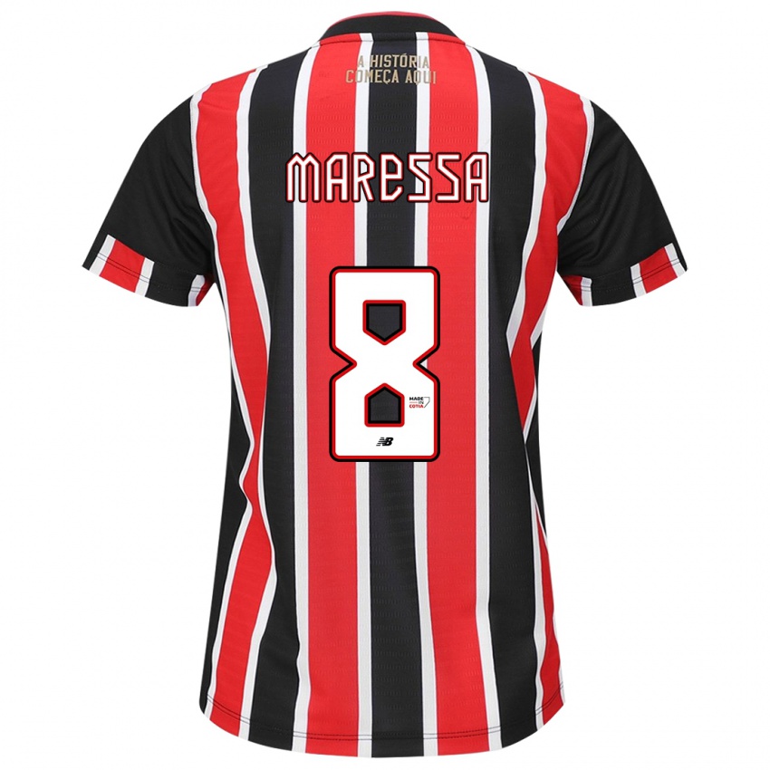 Niño Camiseta Maressa #8 Negro Rojo Blanco 2ª Equipación 2024/25 La Camisa