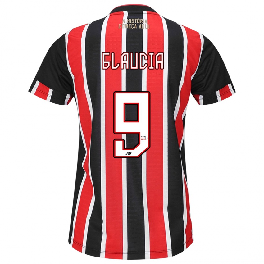 Niño Camiseta Glaucia #9 Negro Rojo Blanco 2ª Equipación 2024/25 La Camisa