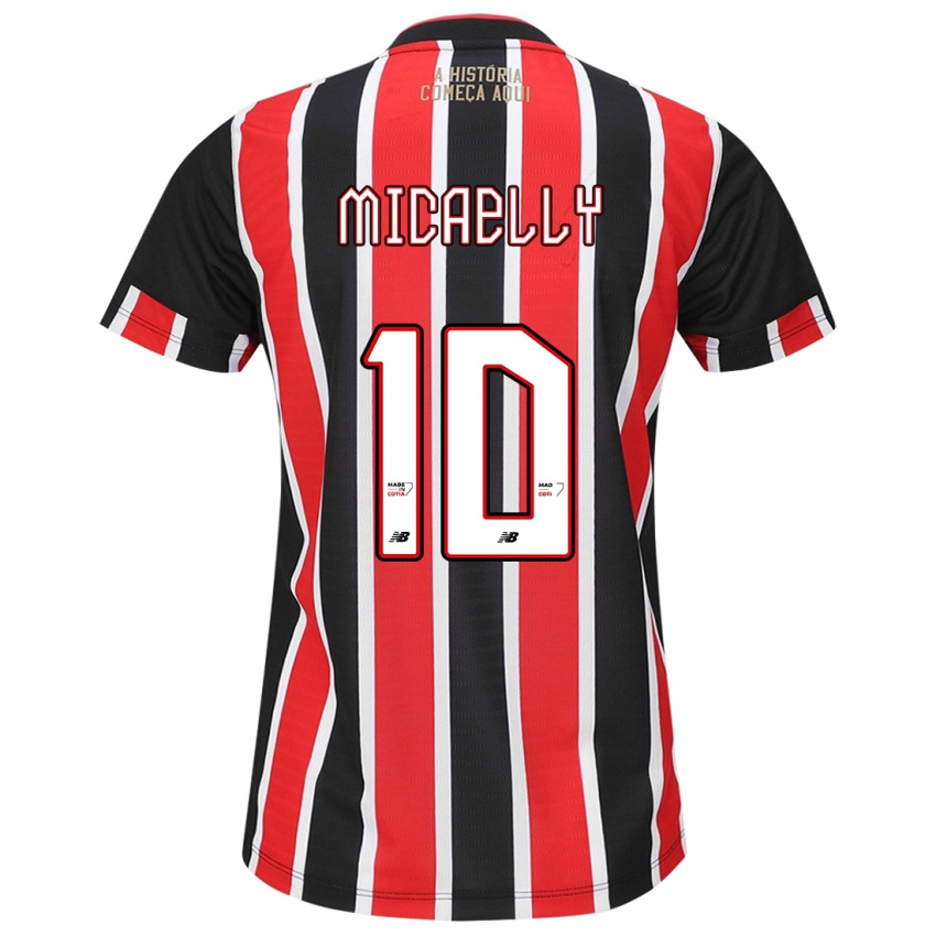 Niño Camiseta Micaelly #10 Negro Rojo Blanco 2ª Equipación 2024/25 La Camisa