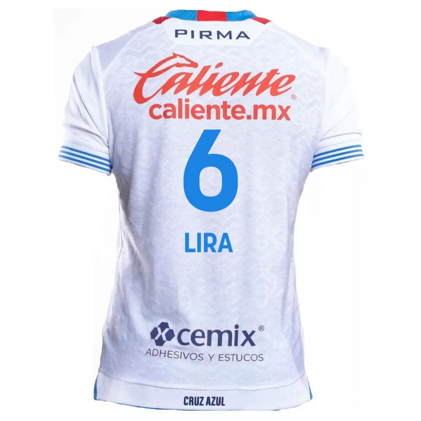 Niño Camiseta Érik Lira #6 Blanco Azul 2ª Equipación 2024/25 La Camisa