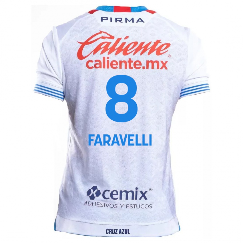 Niño Camiseta Lorenzo Faravelli #8 Blanco Azul 2ª Equipación 2024/25 La Camisa