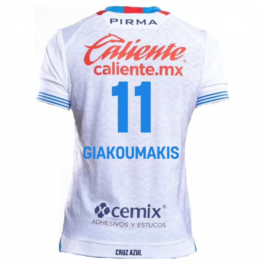 Niño Camiseta Georgios Giakoumakis #11 Blanco Azul 2ª Equipación 2024/25 La Camisa