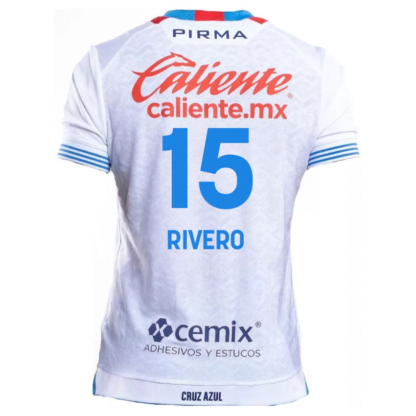 Niño Camiseta Ignacio Rivero #15 Blanco Azul 2ª Equipación 2024/25 La Camisa