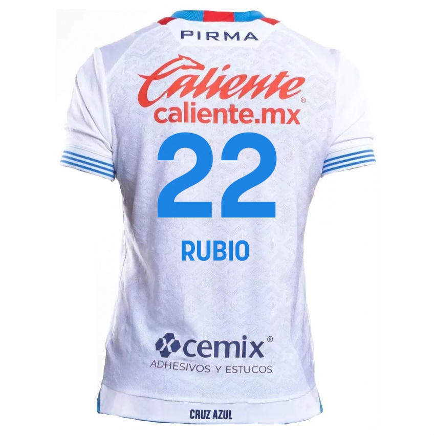 Niño Camiseta Raymundo Rubio #22 Blanco Azul 2ª Equipación 2024/25 La Camisa