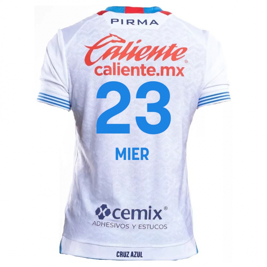 Niño Camiseta Kevin Mier #23 Blanco Azul 2ª Equipación 2024/25 La Camisa