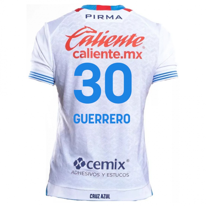 Niño Camiseta Rafael Guerrero #30 Blanco Azul 2ª Equipación 2024/25 La Camisa