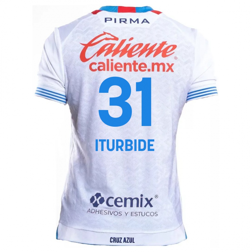 Niño Camiseta Luis Iturbide #31 Blanco Azul 2ª Equipación 2024/25 La Camisa