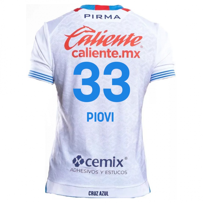 Niño Camiseta Gonzalo Piovi #33 Blanco Azul 2ª Equipación 2024/25 La Camisa