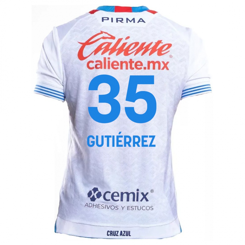 Niño Camiseta Luis Gutiérrez #35 Blanco Azul 2ª Equipación 2024/25 La Camisa