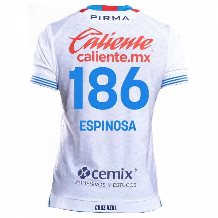 Niño Camiseta Brandón Espinosa #186 Blanco Azul 2ª Equipación 2024/25 La Camisa