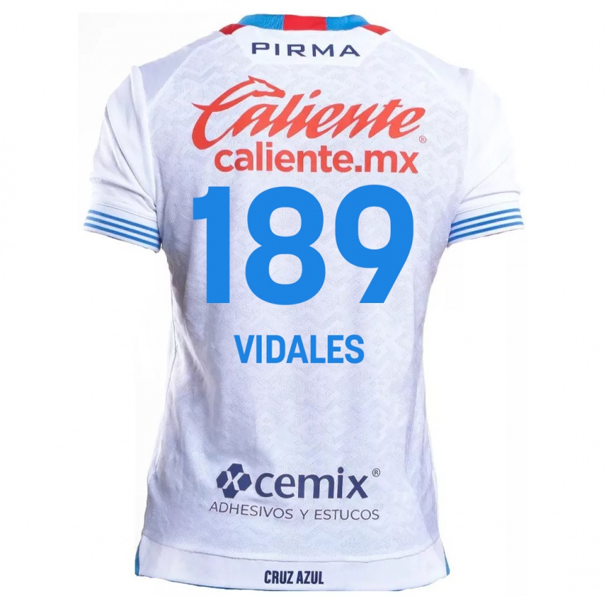 Niño Camiseta Álvaro Vidales #189 Blanco Azul 2ª Equipación 2024/25 La Camisa