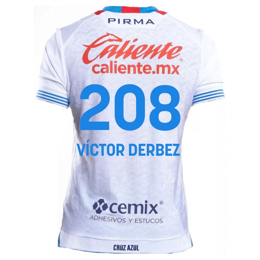 Niño Camiseta Louis Víctor Derbez #208 Blanco Azul 2ª Equipación 2024/25 La Camisa