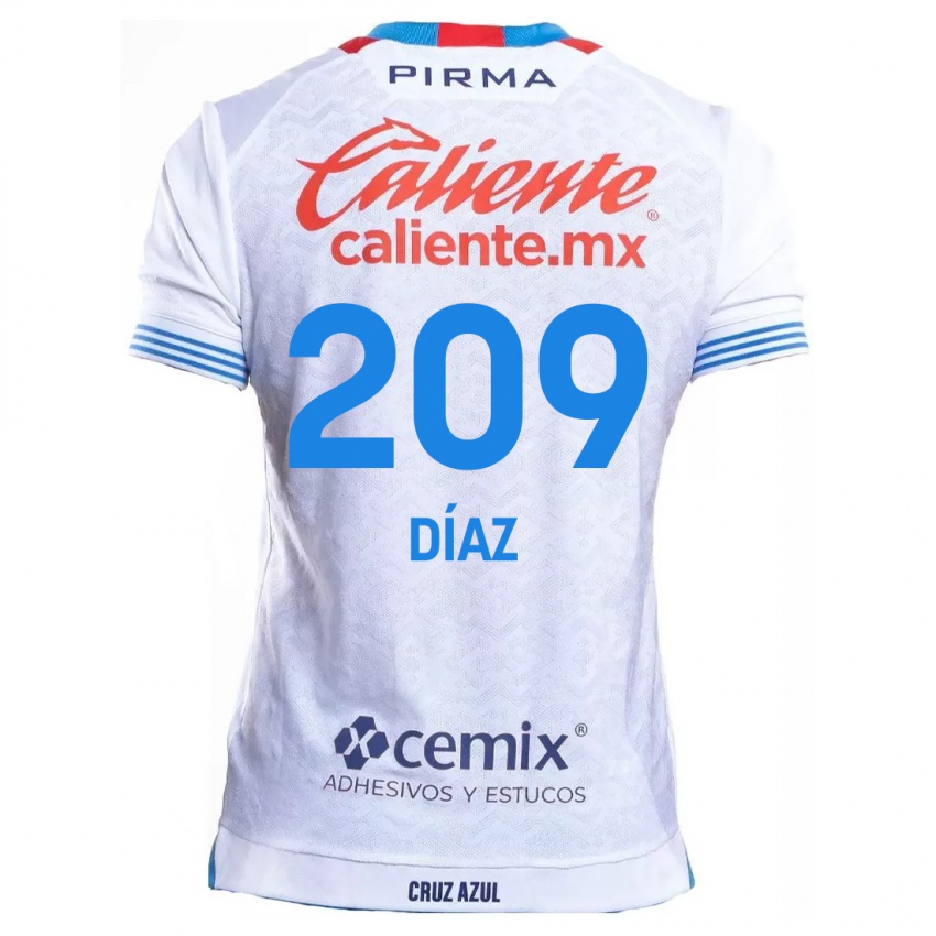 Niño Camiseta Josué Díaz #209 Blanco Azul 2ª Equipación 2024/25 La Camisa