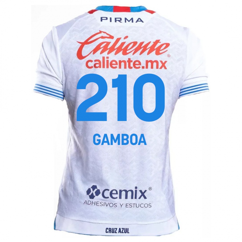 Niño Camiseta Bryan Gamboa #210 Blanco Azul 2ª Equipación 2024/25 La Camisa