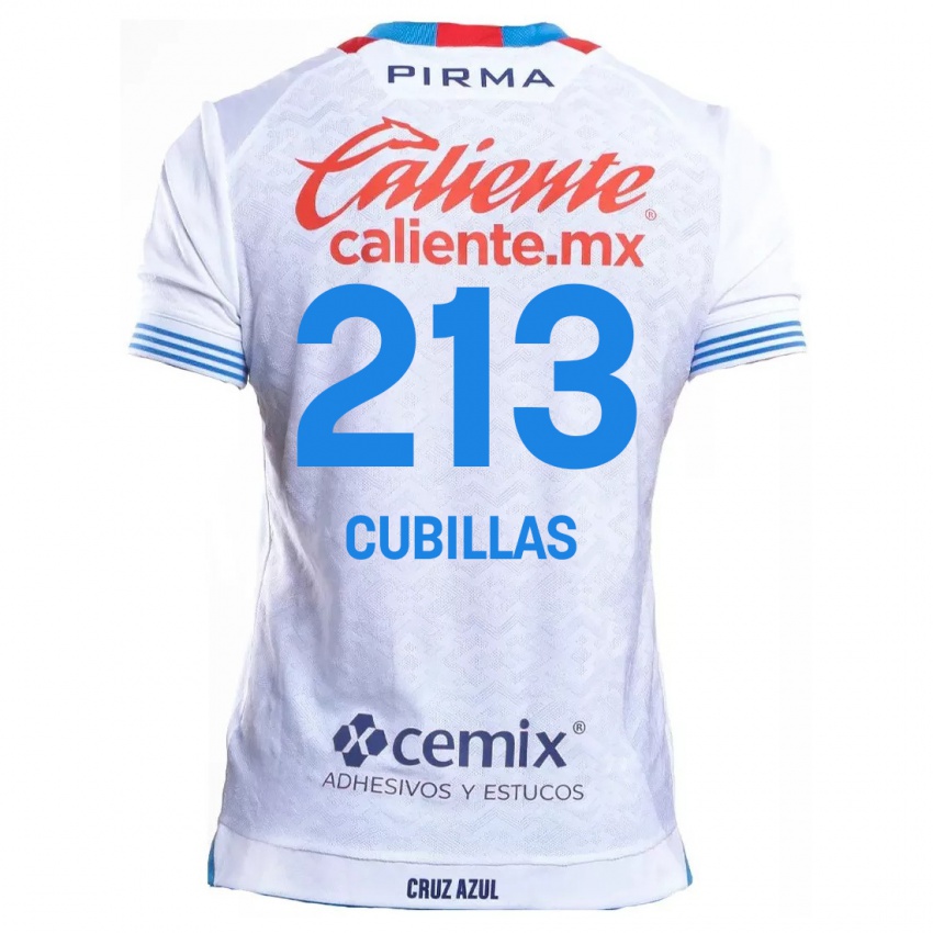 Niño Camiseta Andre Cubillas #213 Blanco Azul 2ª Equipación 2024/25 La Camisa