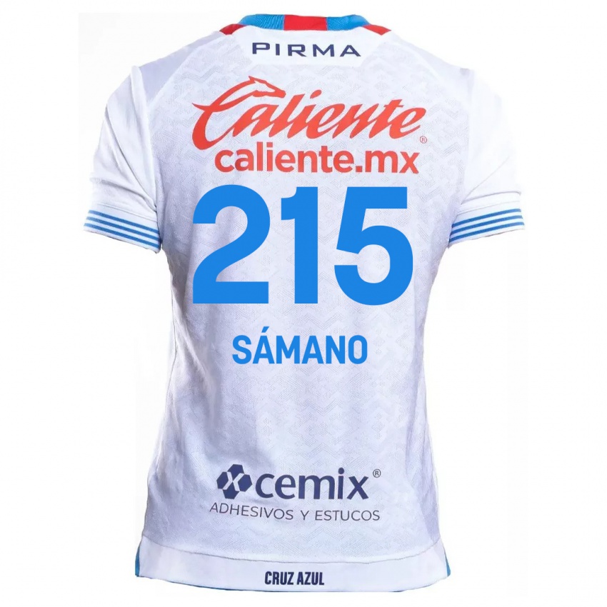 Niño Camiseta Fernando Sámano #215 Blanco Azul 2ª Equipación 2024/25 La Camisa