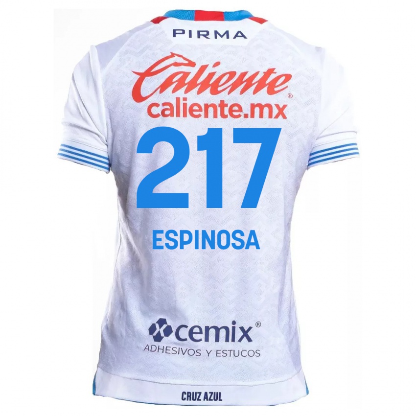 Niño Camiseta Samuel Espinosa #217 Blanco Azul 2ª Equipación 2024/25 La Camisa