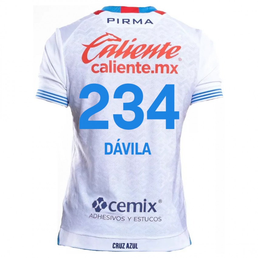 Niño Camiseta Emilio Dávila #234 Blanco Azul 2ª Equipación 2024/25 La Camisa