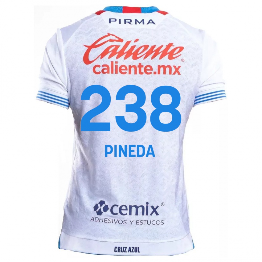 Niño Camiseta Zadiel Pineda #238 Blanco Azul 2ª Equipación 2024/25 La Camisa