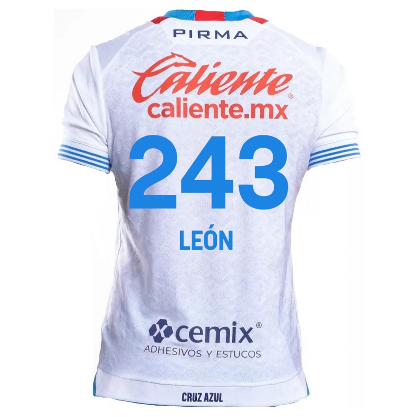 Niño Camiseta Cristhian León #243 Blanco Azul 2ª Equipación 2024/25 La Camisa