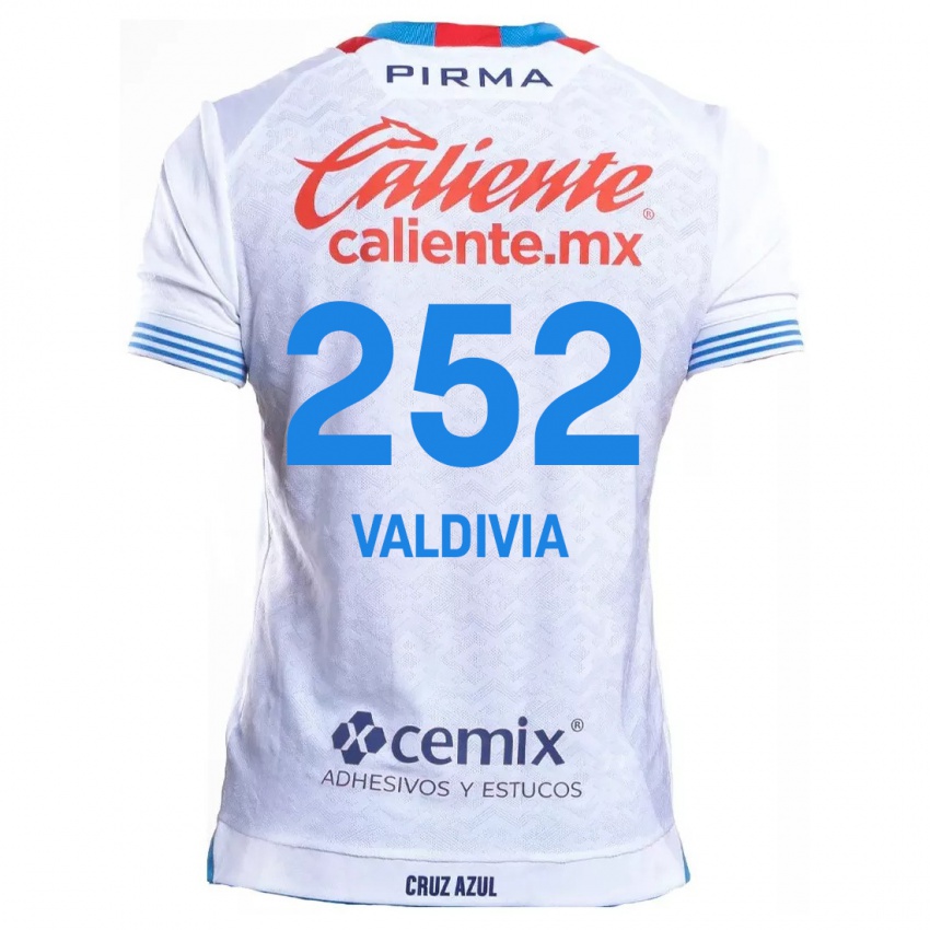 Niño Camiseta Christian Valdivia #252 Blanco Azul 2ª Equipación 2024/25 La Camisa