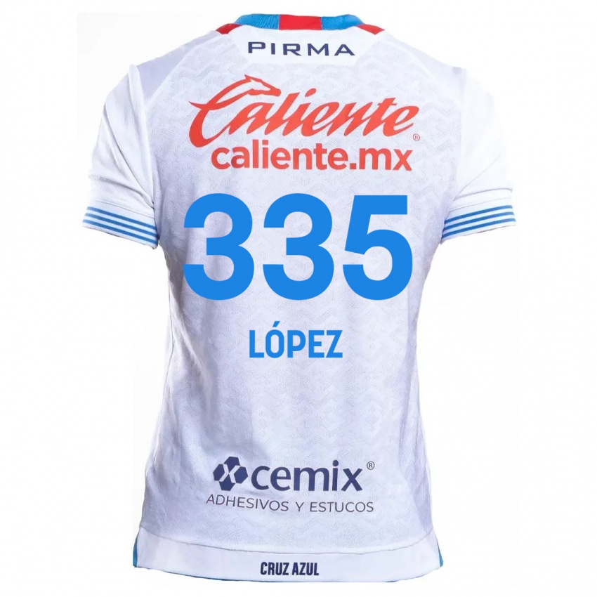 Niño Camiseta Alfredo López #335 Blanco Azul 2ª Equipación 2024/25 La Camisa