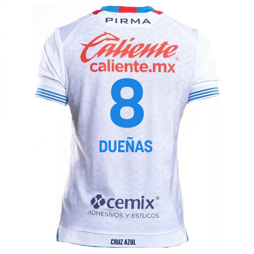 Niño Camiseta Jesus Duenas #8 Blanco Azul 2ª Equipación 2024/25 La Camisa