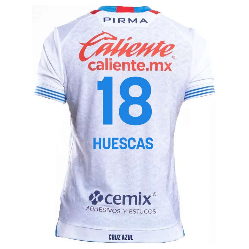 Niño Camiseta Rodrigo Huescas #18 Blanco Azul 2ª Equipación 2024/25 La Camisa