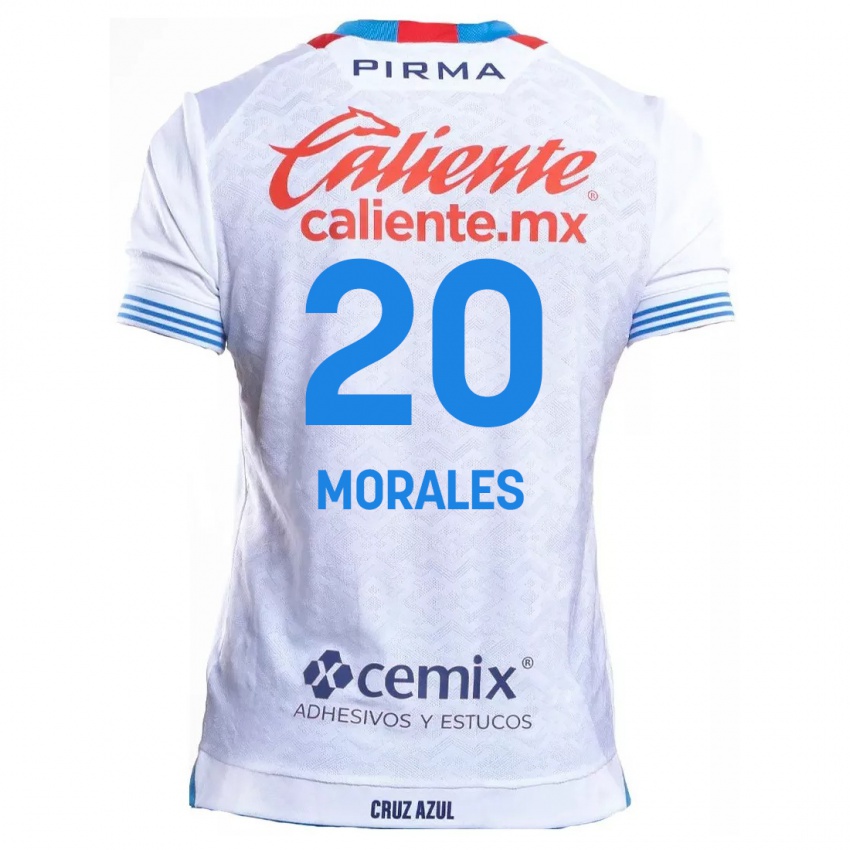 Niño Camiseta Iván Morales #20 Blanco Azul 2ª Equipación 2024/25 La Camisa