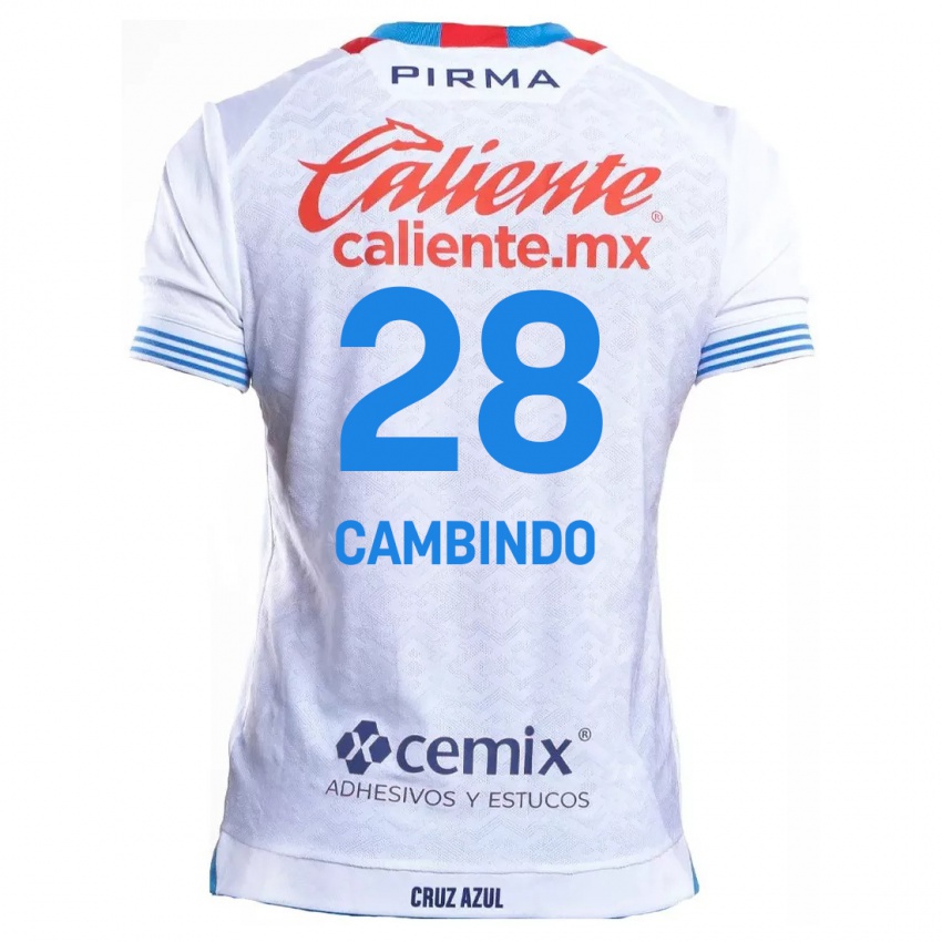 Niño Camiseta Diber Cambindo #28 Blanco Azul 2ª Equipación 2024/25 La Camisa