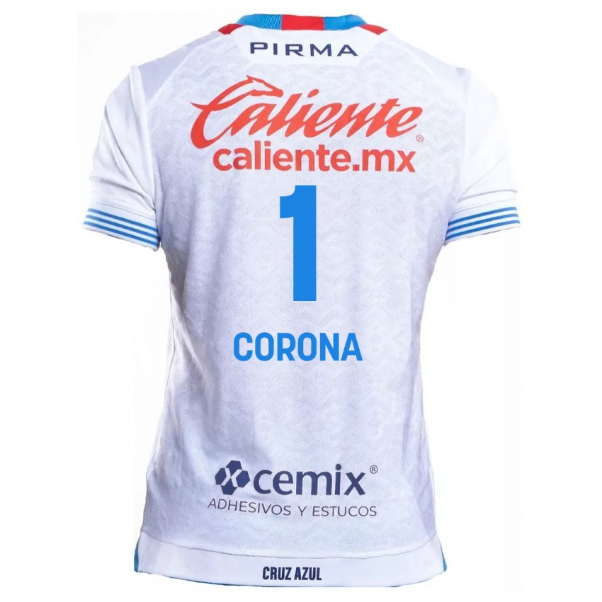 Niño Camiseta Jose De Jesus Corona #1 Blanco Azul 2ª Equipación 2024/25 La Camisa