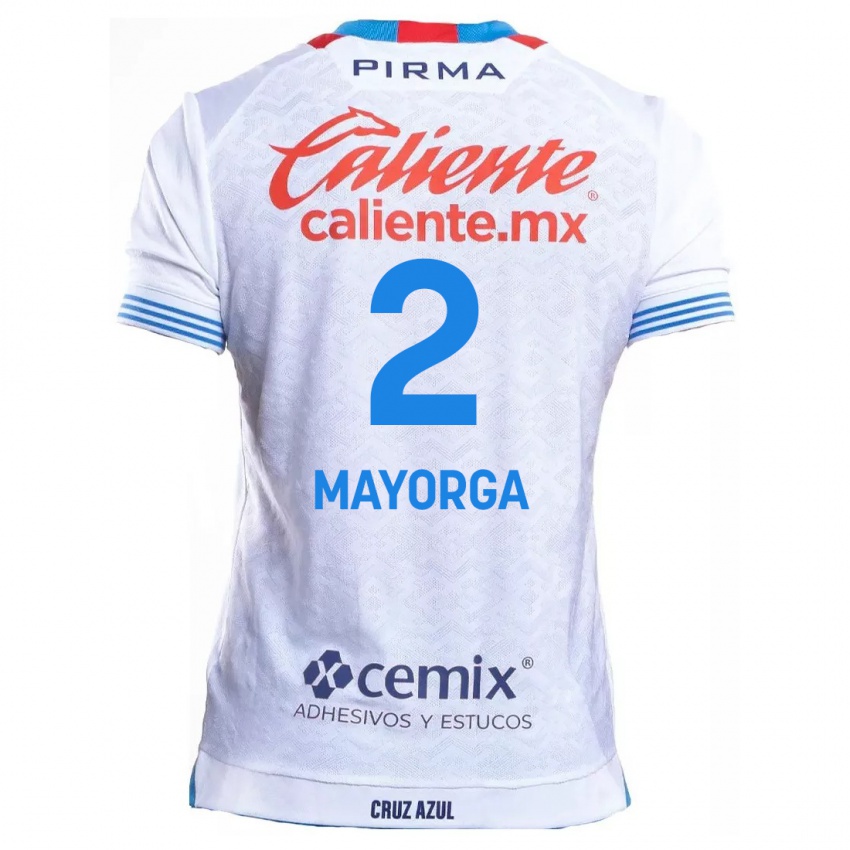 Niño Camiseta Alejandro Mayorga #2 Blanco Azul 2ª Equipación 2024/25 La Camisa