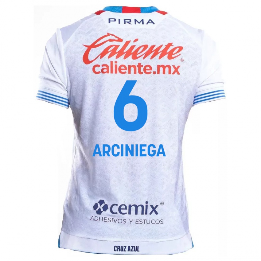 Niño Camiseta Mirelle Arciniega #6 Blanco Azul 2ª Equipación 2024/25 La Camisa