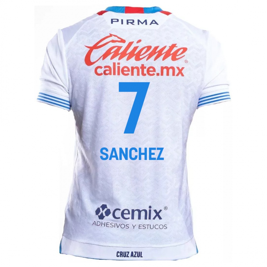 Niño Camiseta Andrea Sanchez #7 Blanco Azul 2ª Equipación 2024/25 La Camisa